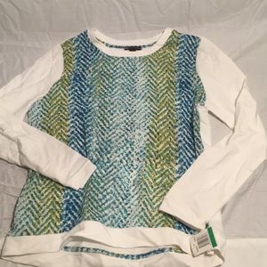 White and blue long sleeve shirt NWT
